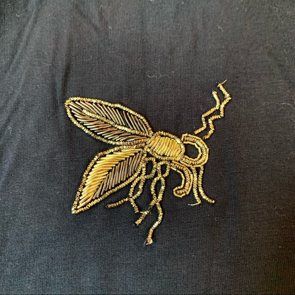 ERMANNO SCERVINO JR Navy BLUE Silver & Gold EMBROIDERED Bee Flowers Crest SHIRT - Picture 7 of 7